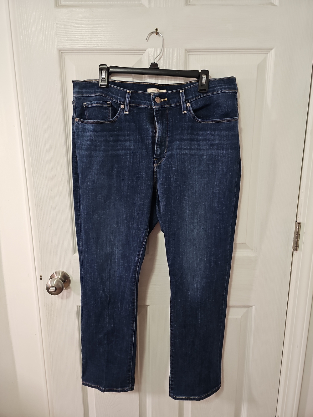 Levi's Dark Indigo Straight Jeans with Tan Patch 16